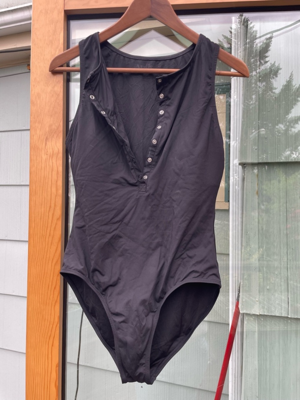 Andie Black Snap-Front One-Piece Swimsuit